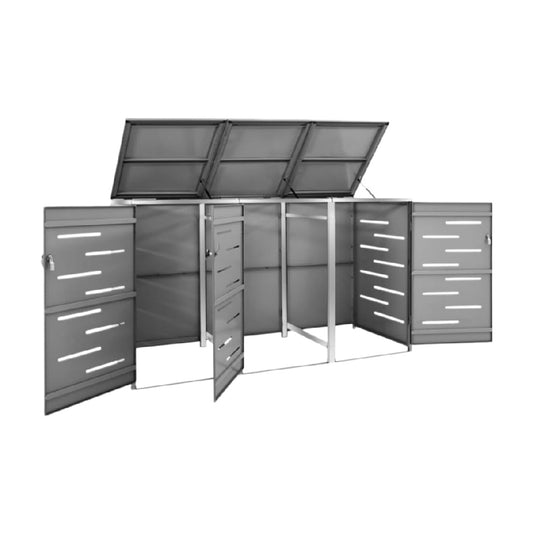 屋外用ガーデン収納ボックス - 庭やバルコニーでの物置 - スチール製 - サイズ：幅180cm x 奥行80cm x 高さ120cm